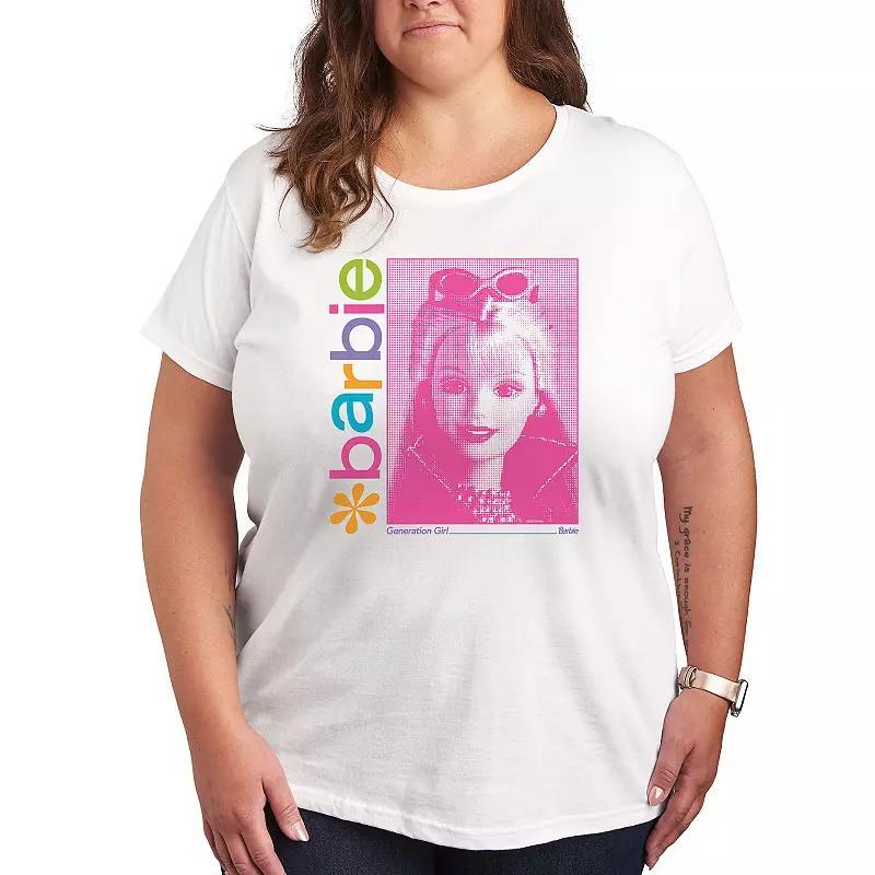 Plus Size Barbie The Movie Palm Trees Graphic Tee, Womens White Product Image