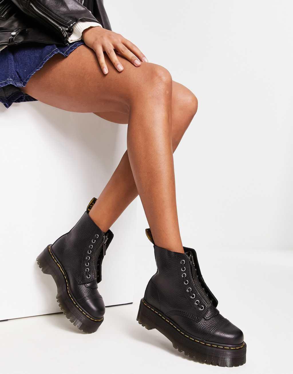 Sinclair Milled Nappa Leather Platform Boots Product Image