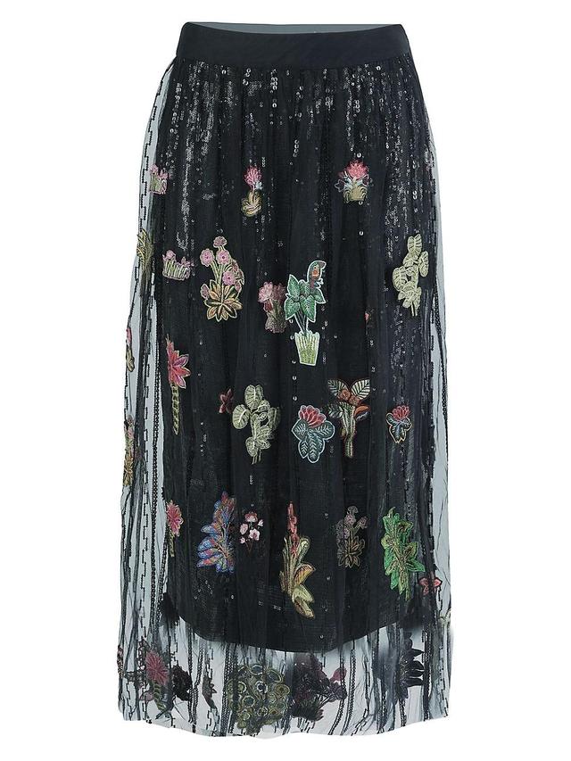 Womens Embroidered Sequined & Tulle Skirt Product Image