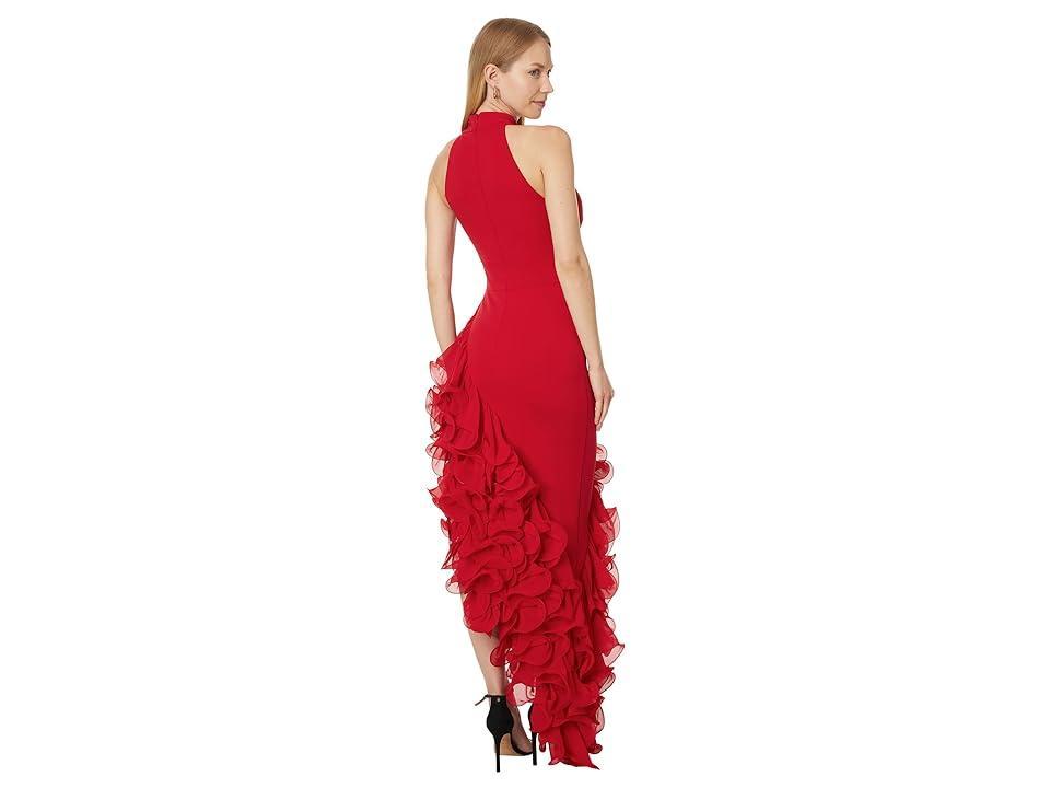 Betsy & Adam Ruffle Detail Asymmetric Body-Con Ponte Gown Product Image