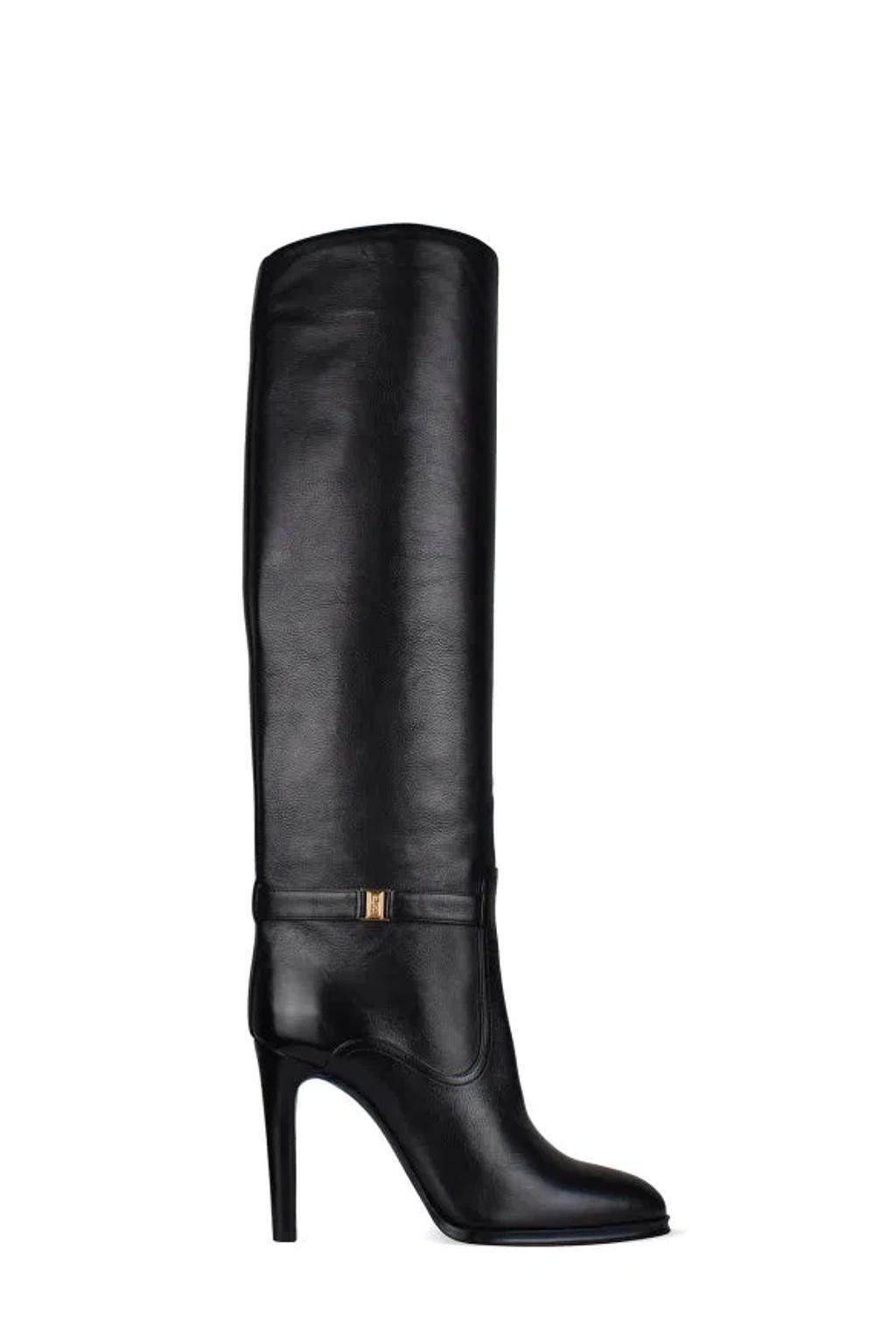 SAINT LAURENT 110mm Diane Signature Leather Boots In Black Product Image