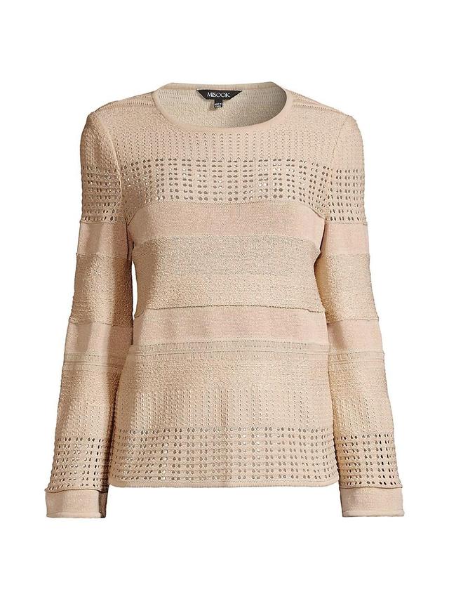 Womens Pointelle-Knit Flare Sleeve Sweater Product Image