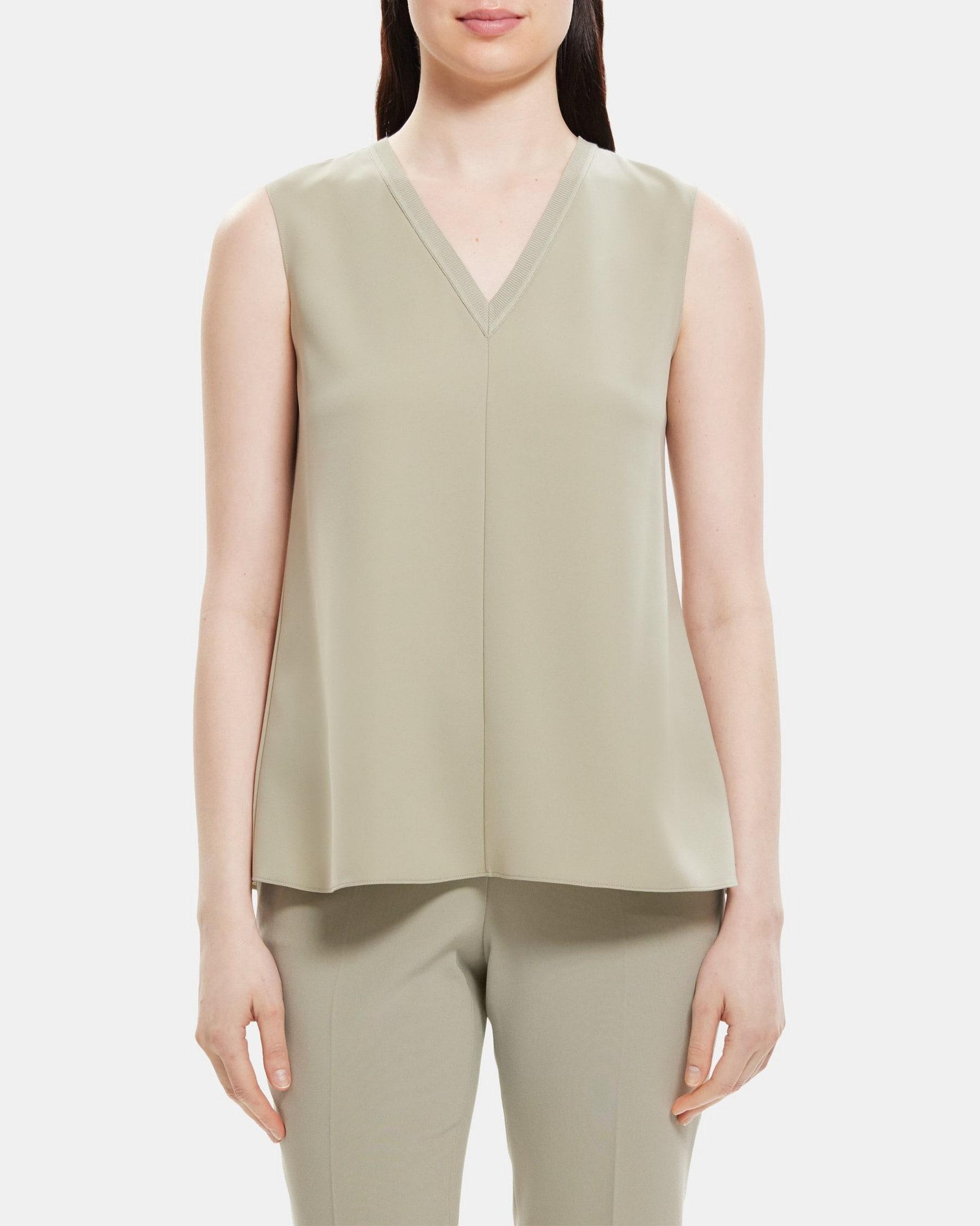 V-Neck Tank Top in Crepe Product Image