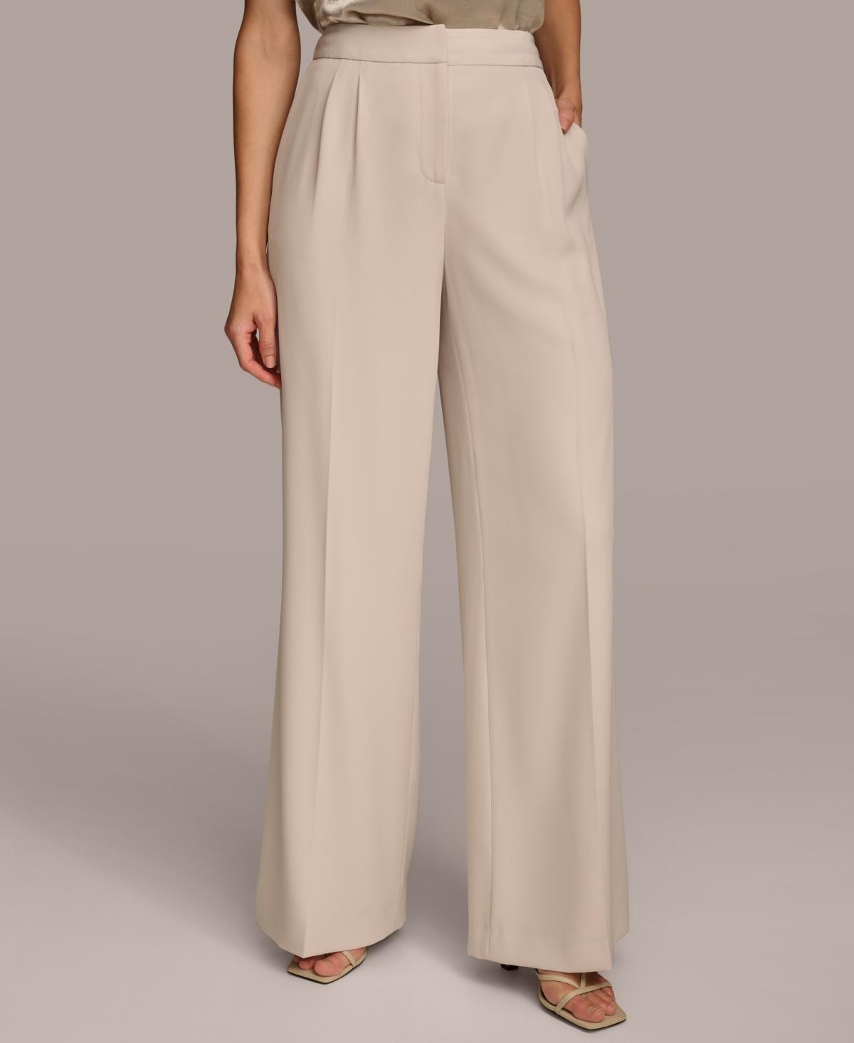 Donna Karan Womens Pleated Wide-Leg Pants Product Image