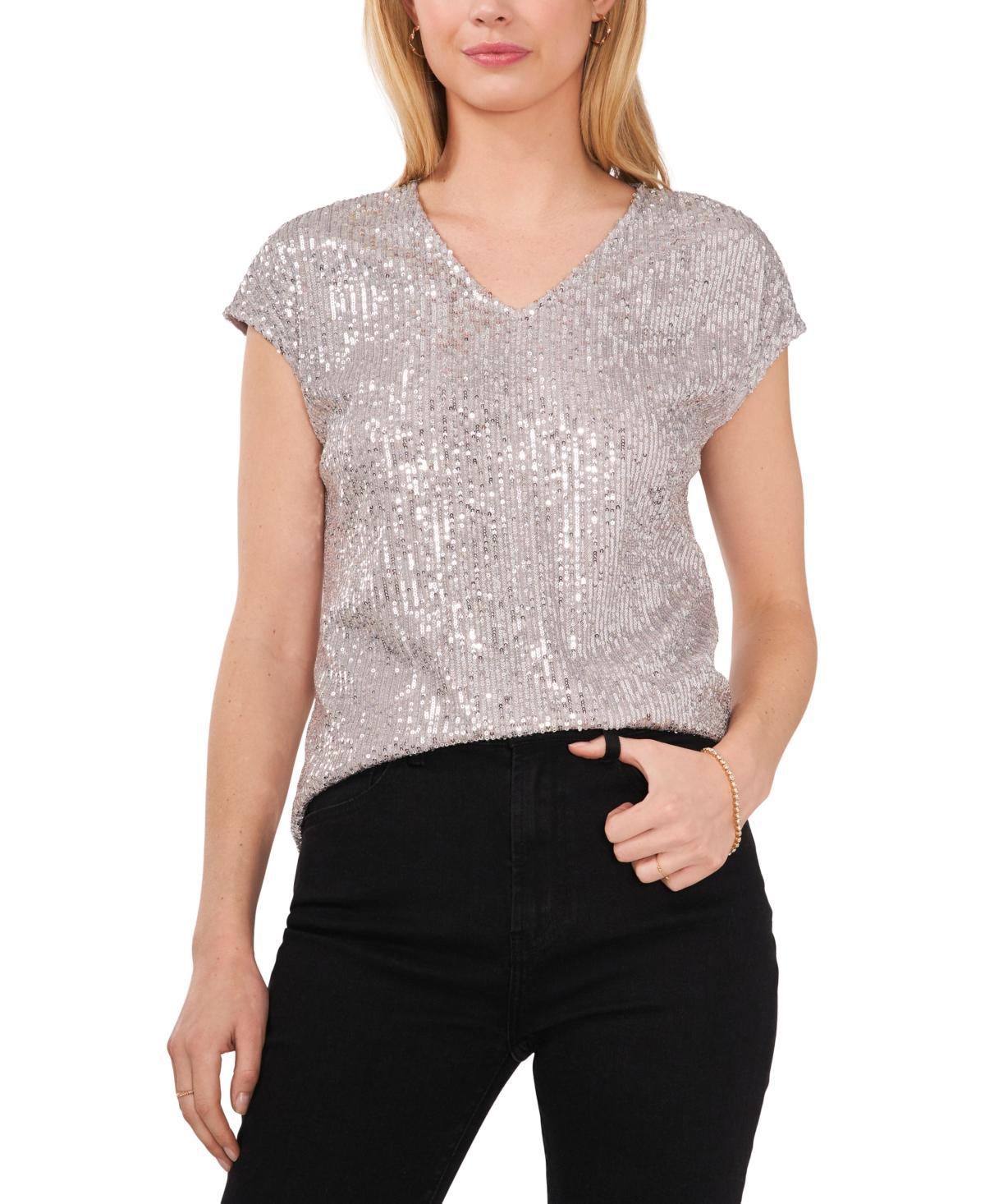 Vince Camuto Short Sleeve Sequin Top Product Image