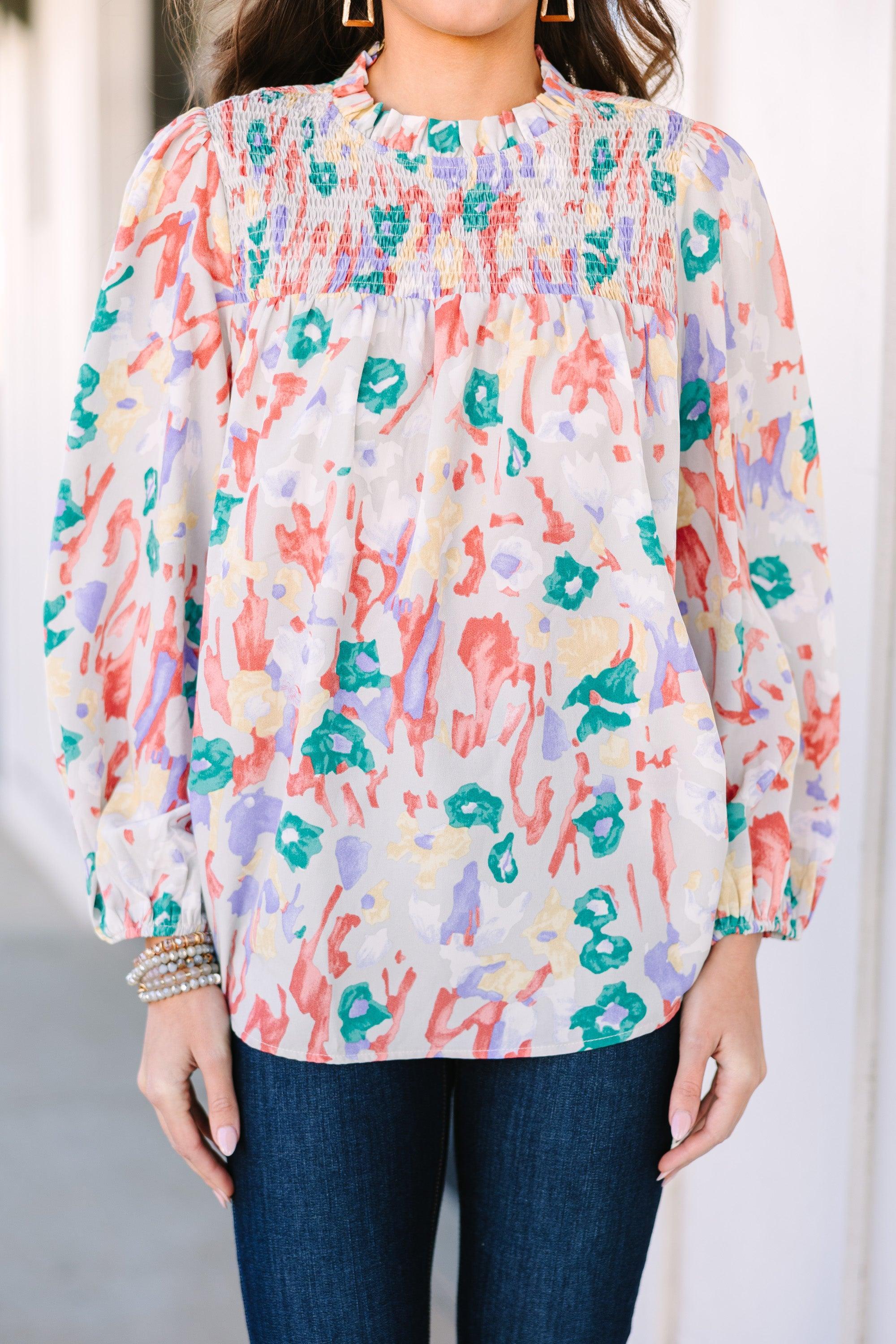 Raise Your Standards Gray Floral Blouse Female Product Image