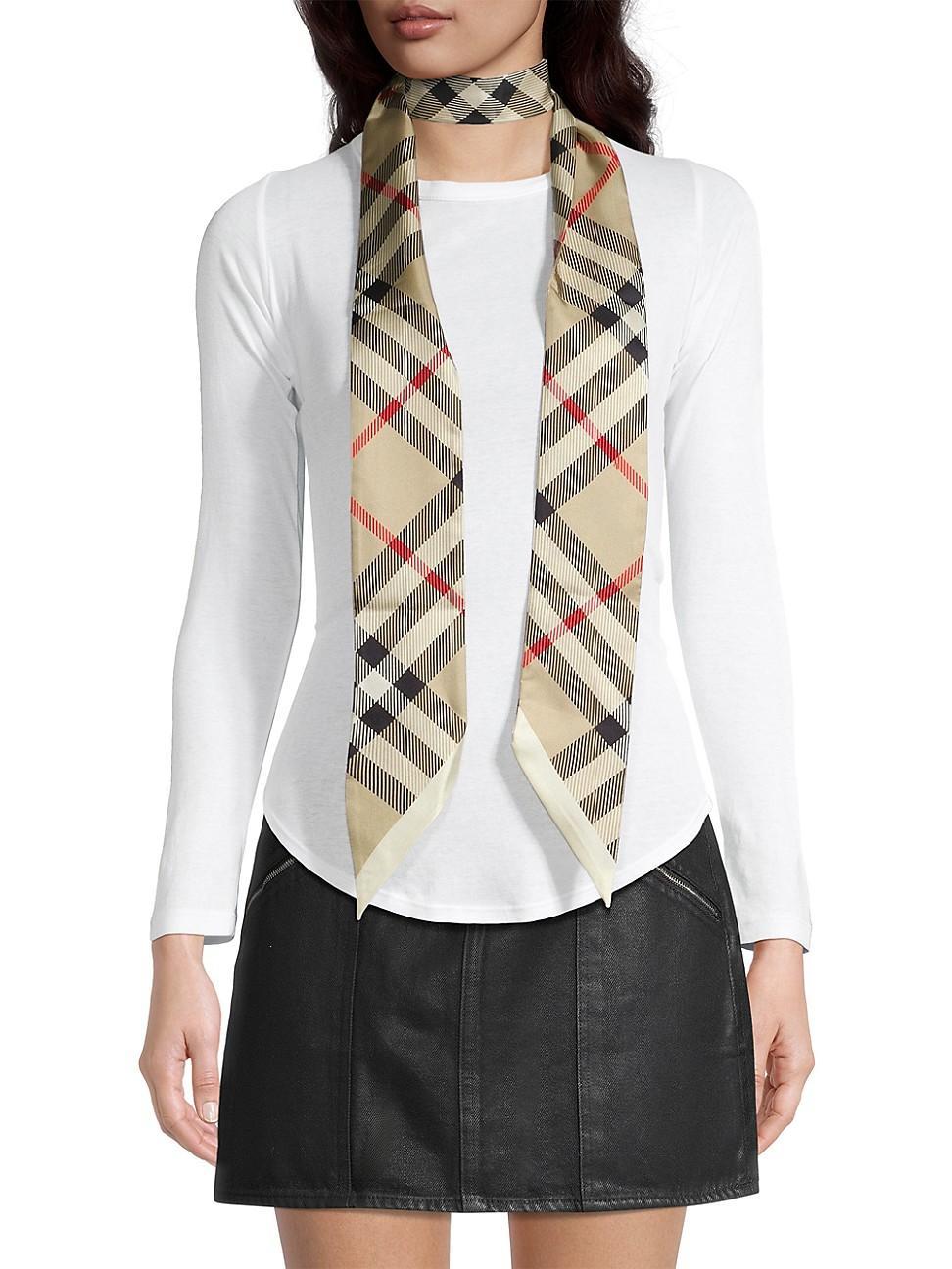 Womens Check Silk Twilly Scarf Product Image