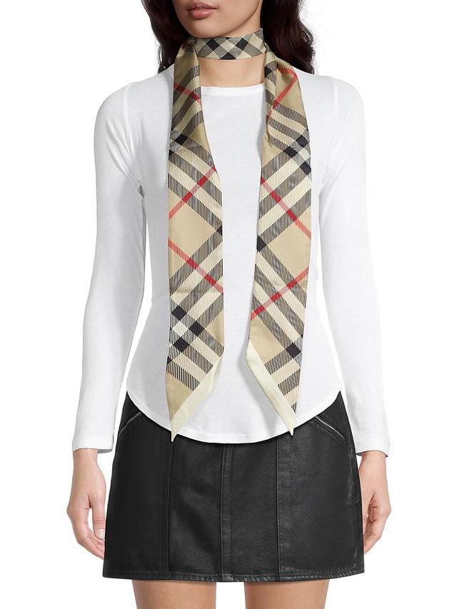 Womens Check Silk Twilly Scarf Product Image