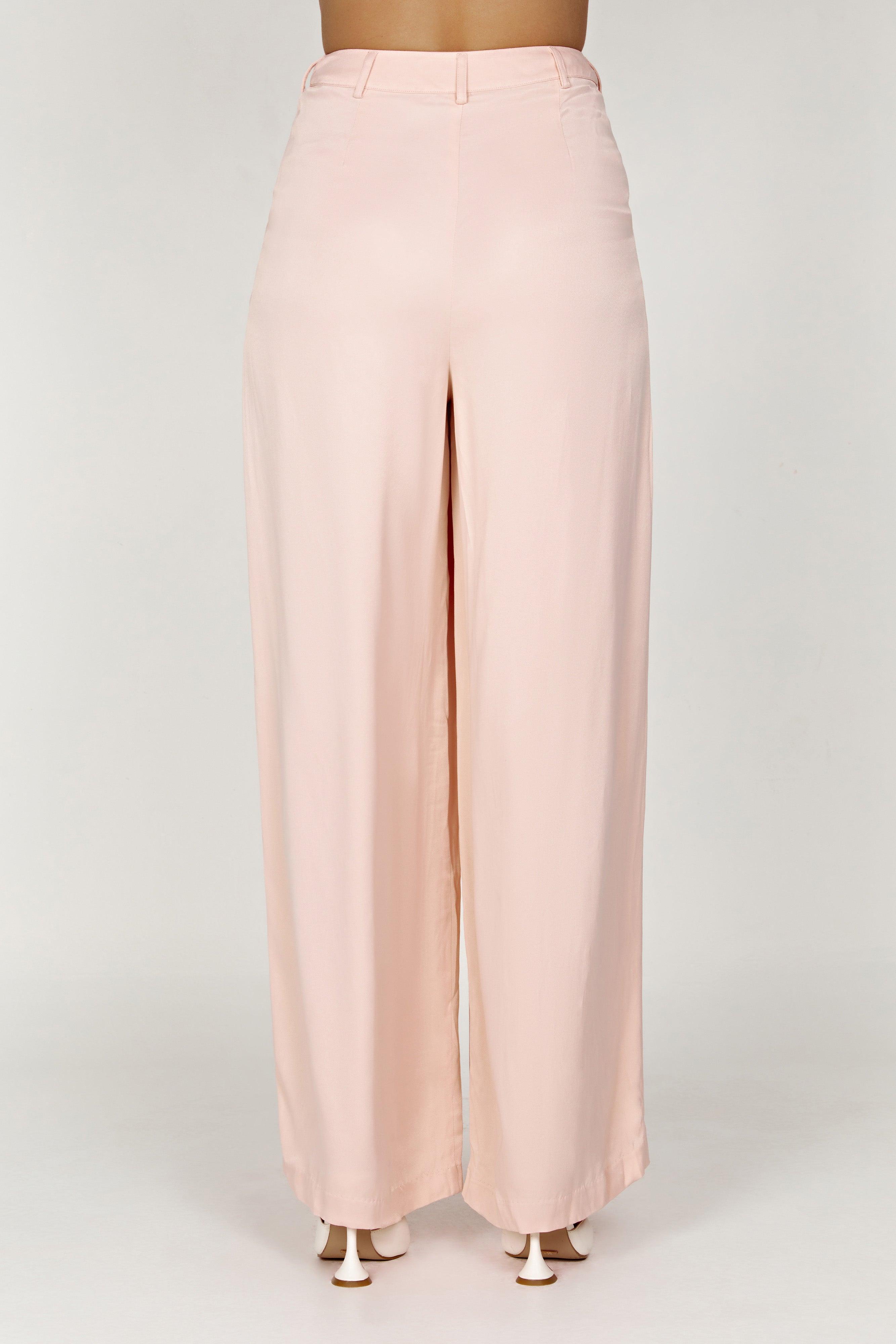 Nour Satin Wide Leg Pant - Apricot Product Image