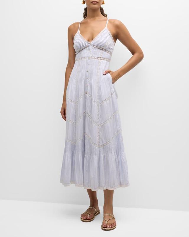 Esilda Cotton Lace Spaghetti-Strap Midi Dress Product Image