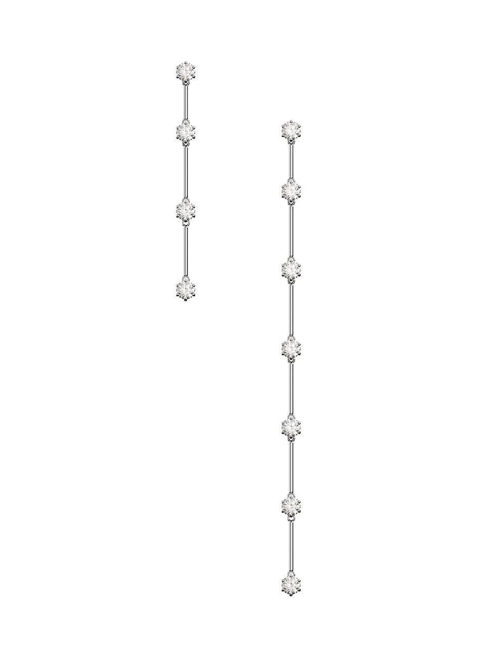 Womens Constella Rhodium-Plated & Crystal Asymmetric Drop Earrings Product Image