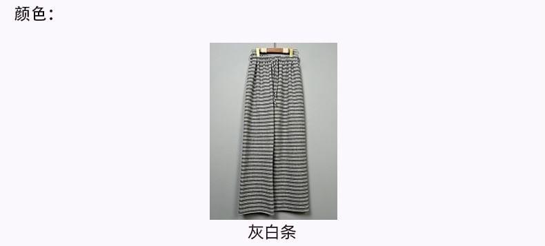 Drawstring Waist Striped Wide Leg Pants Product Image