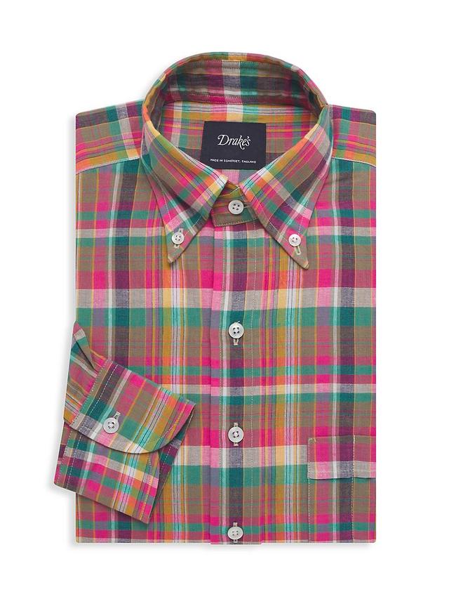 Mens Madras Check Button-Up Shirt Product Image