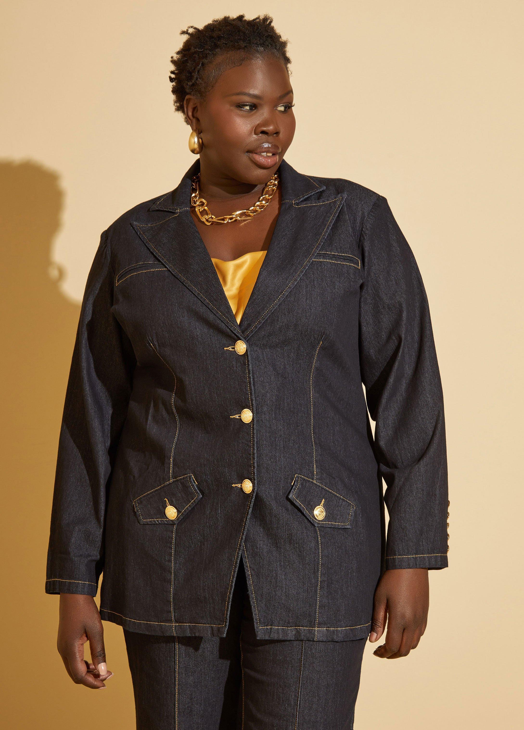 Plus Size Denim Blazer Ashley Stewart product image