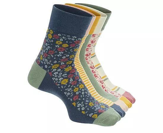 Xappeal Womens Floral Stripe Quarter Socks 5 Pairs Product Image