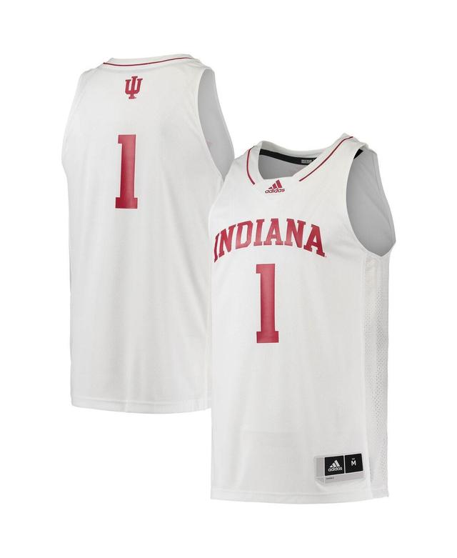 Mens adidas #1 Cream Indiana Hoosiers Swingman Team Basketball Jersey IND White Product Image