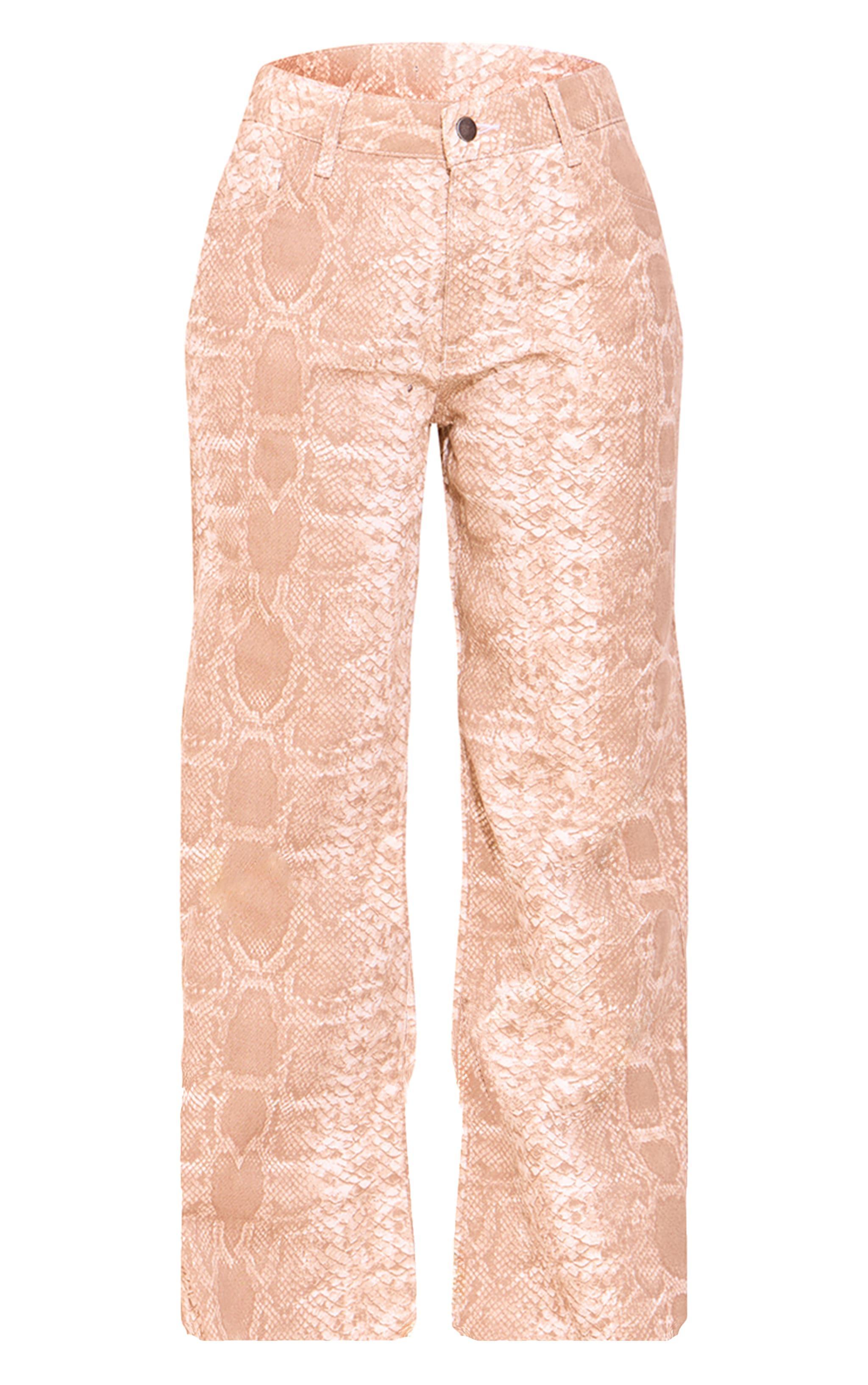 Petite Snake Print Denim Wide Leg Jeans Product Image