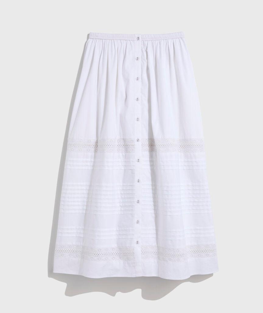 Poplin Lace Midi Skirt Product Image