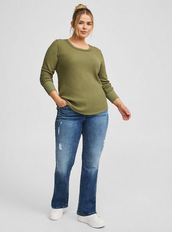 Textured Cotton Crew Neck Long Sleeve Top product image