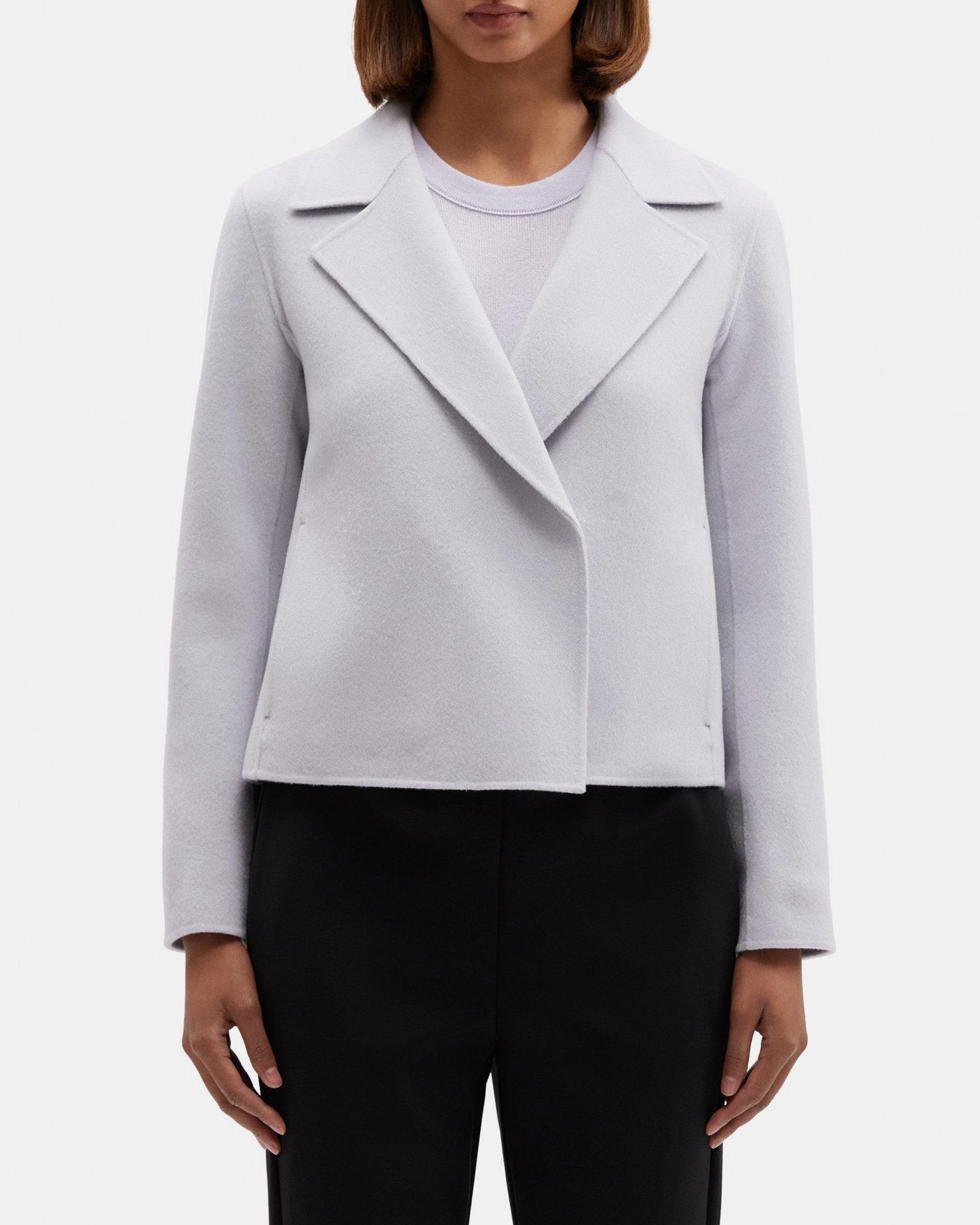 Cropped Open Front Jacket in Double-Face Wool-Cashmere Product Image