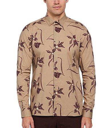 Perry Ellis Stretch Floral Print Long Sleeve Woven Shirt Product Image