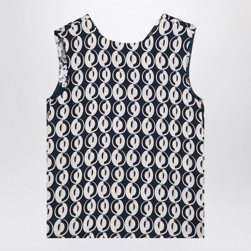 Reversible Sleeveless Top In Printed Silk In Blue Product Image