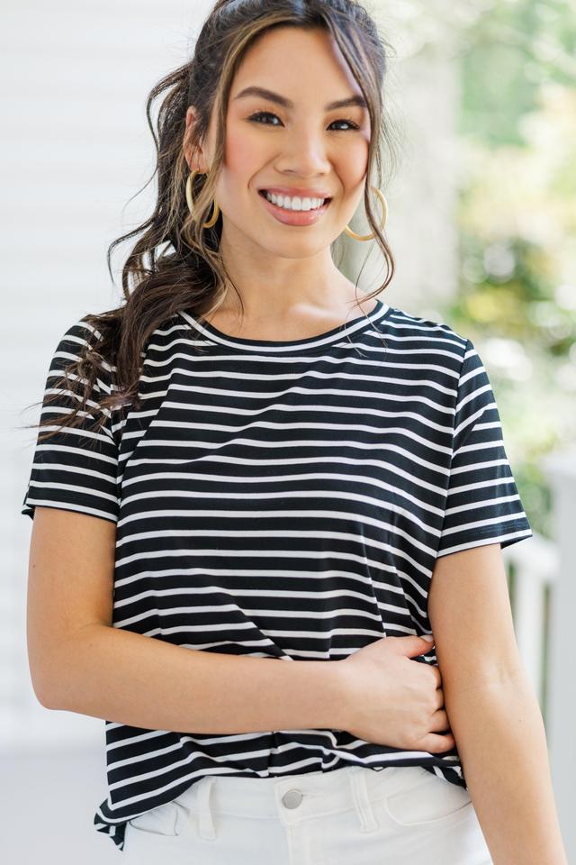 Let's Meet Later Black Striped Top Female Product Image