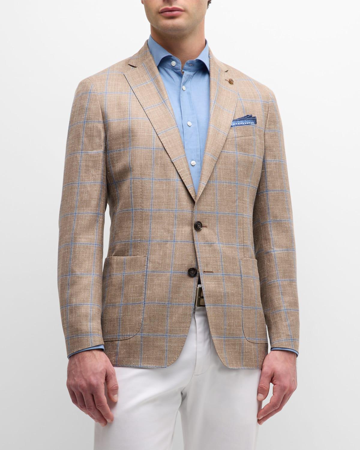 Peter Millar Mason Windowpane Plaid Regular Fit Soft Sport Coat Product Image