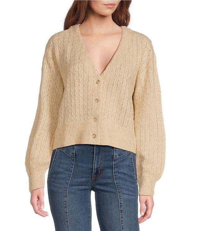 Sam Edelman V-Neck Long Sleeve Button Down Shrug Sweater Product Image