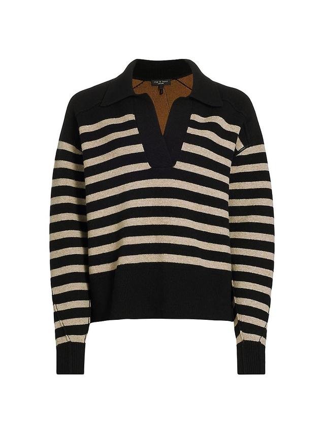 Womens Wool-Blend Striped Polo Sweater Product Image