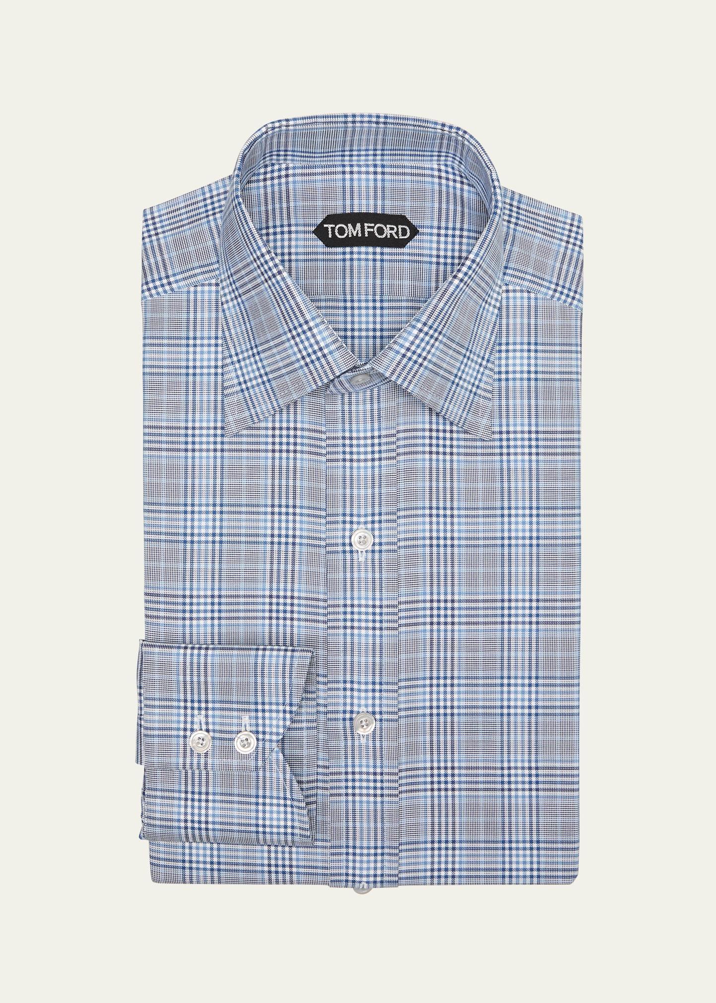 Mens Cotton Plaid Dress Shirt Product Image