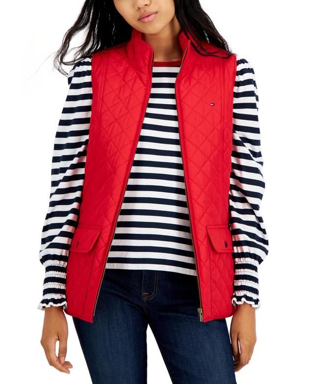 Tommy Hilfiger Womens Quilted Zip Front Vest Product Image