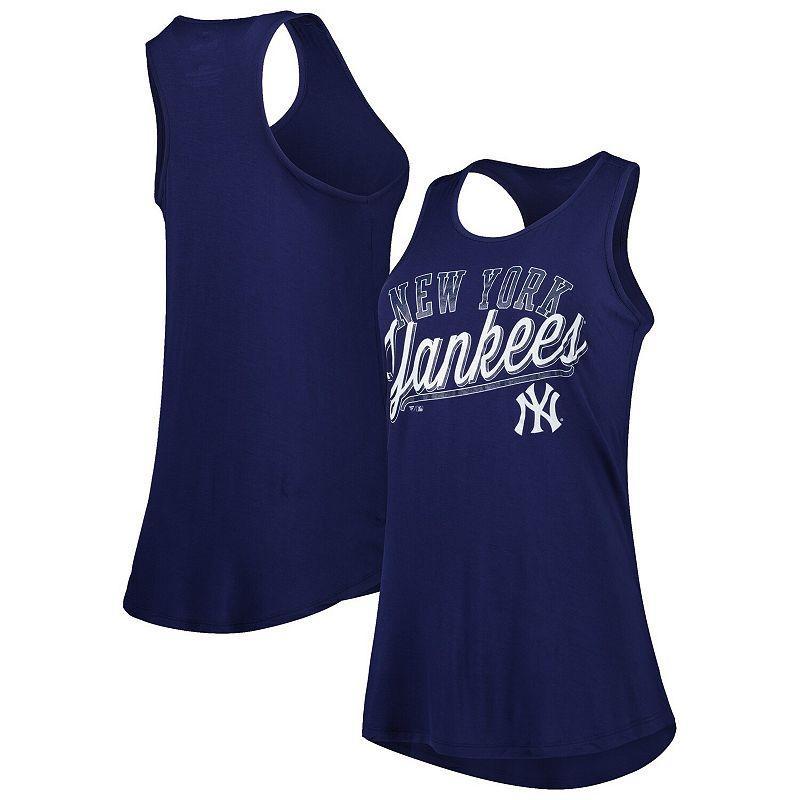 Womens Fanatics Branded New York Yankees Simplicity Swing Racerback Scoop Neck Tank Top Blue Product Image