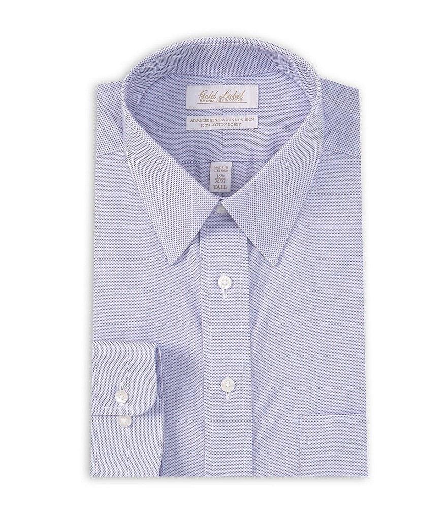 Gold Label Roundtree & Yorke Big & Tall Full Fit Non-Iron Point Collar Textured Dobby Dress Shirt Product Image