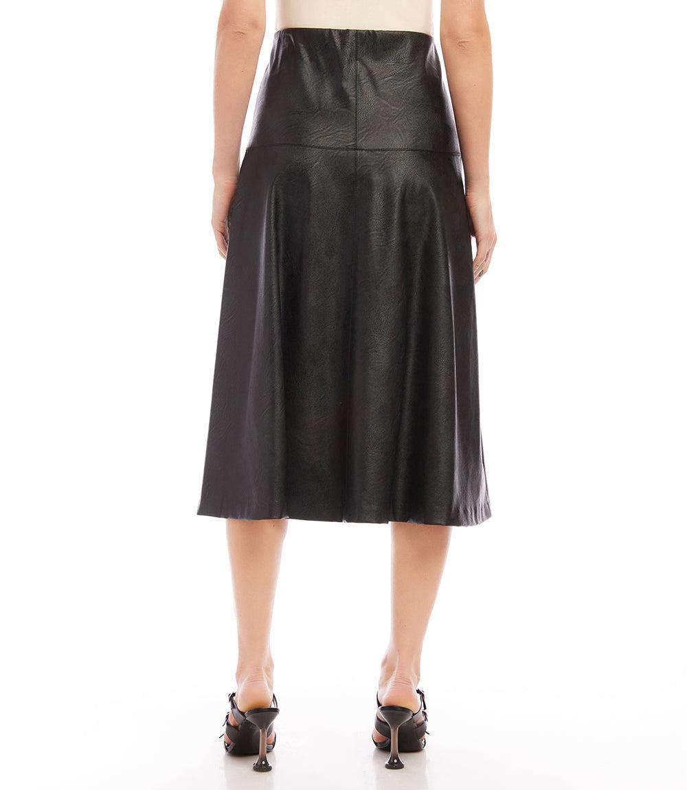 Karen Kane Faux Leather A-Line Midi Skirt Product Image