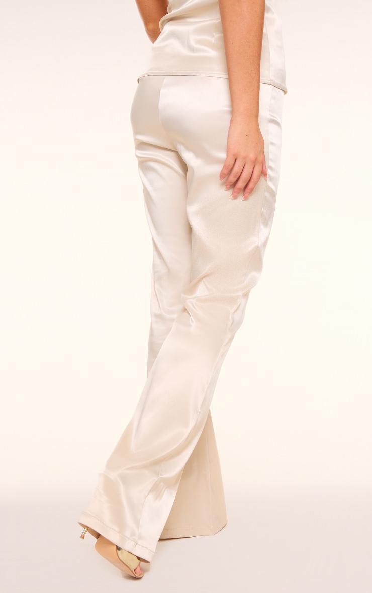 Champagne Satin Skinny Flared Pants Product Image