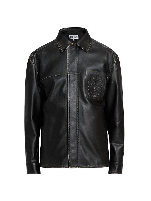 Mens Leather Anagram Pocket Overshirt Product Image