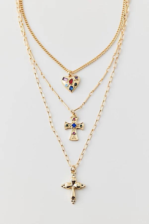 Bella Cross Layered Necklace Womens at Urban Outfitters Product Image