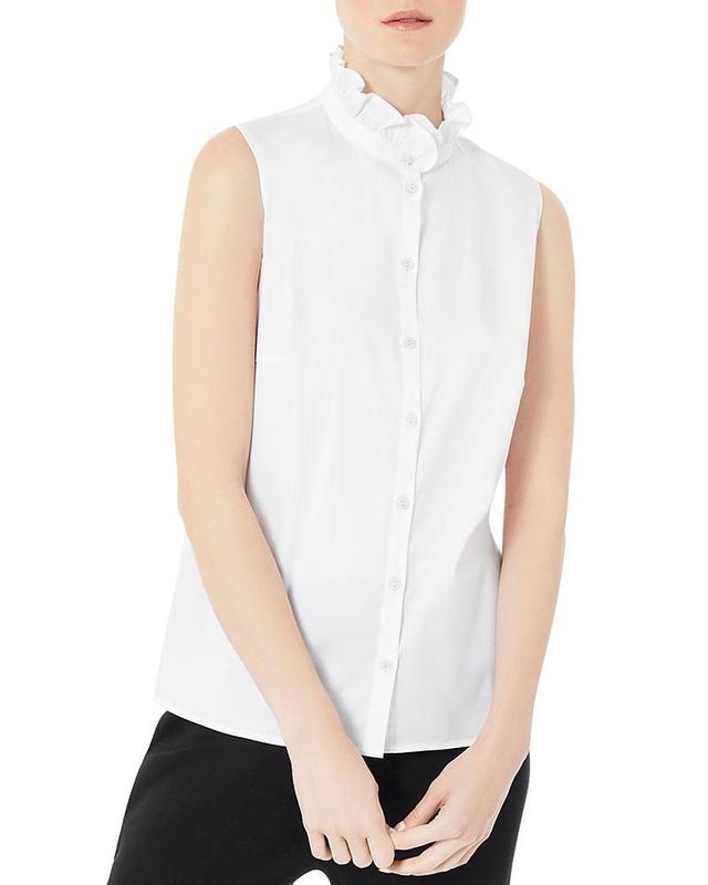 Misook Ruffle Collar Sleeveless Shirt Product Image