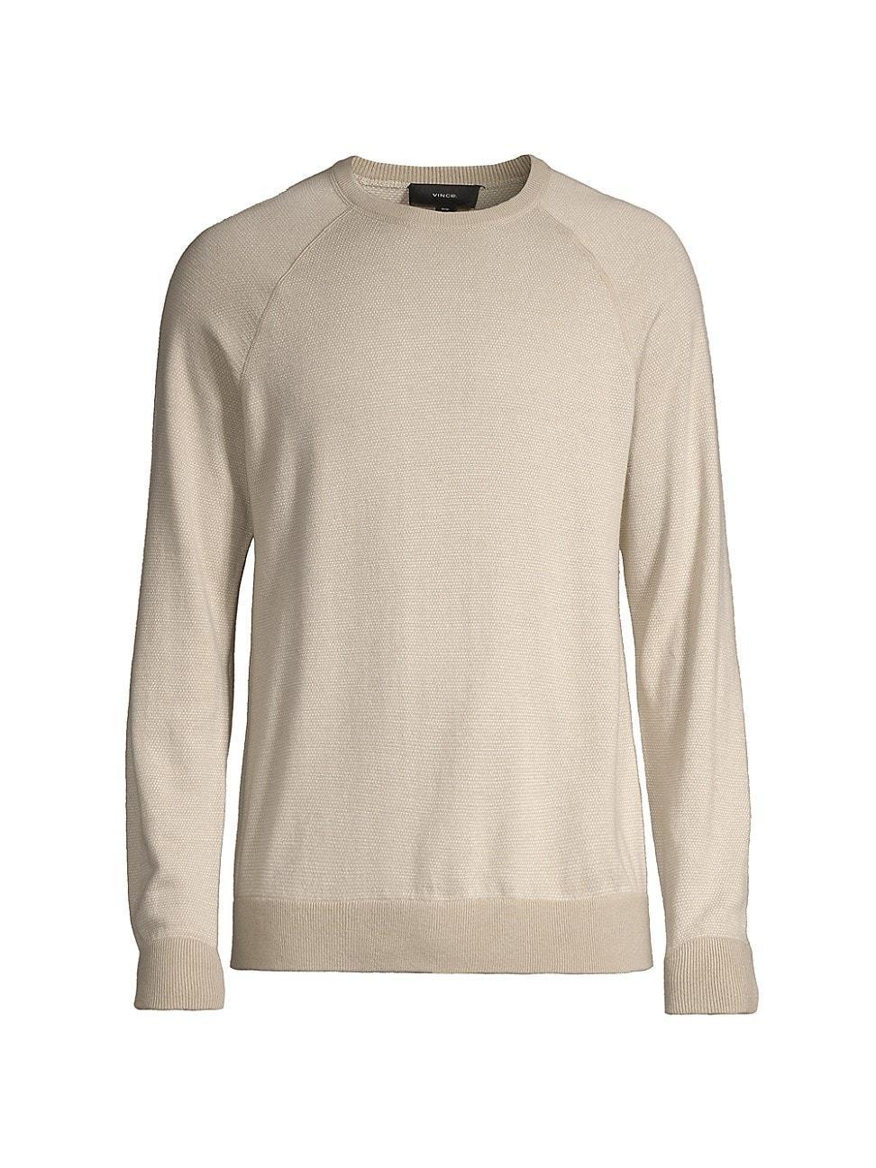 Vince Birdseye Jacquard Wool & Cotton Crewneck Sweater Product Image