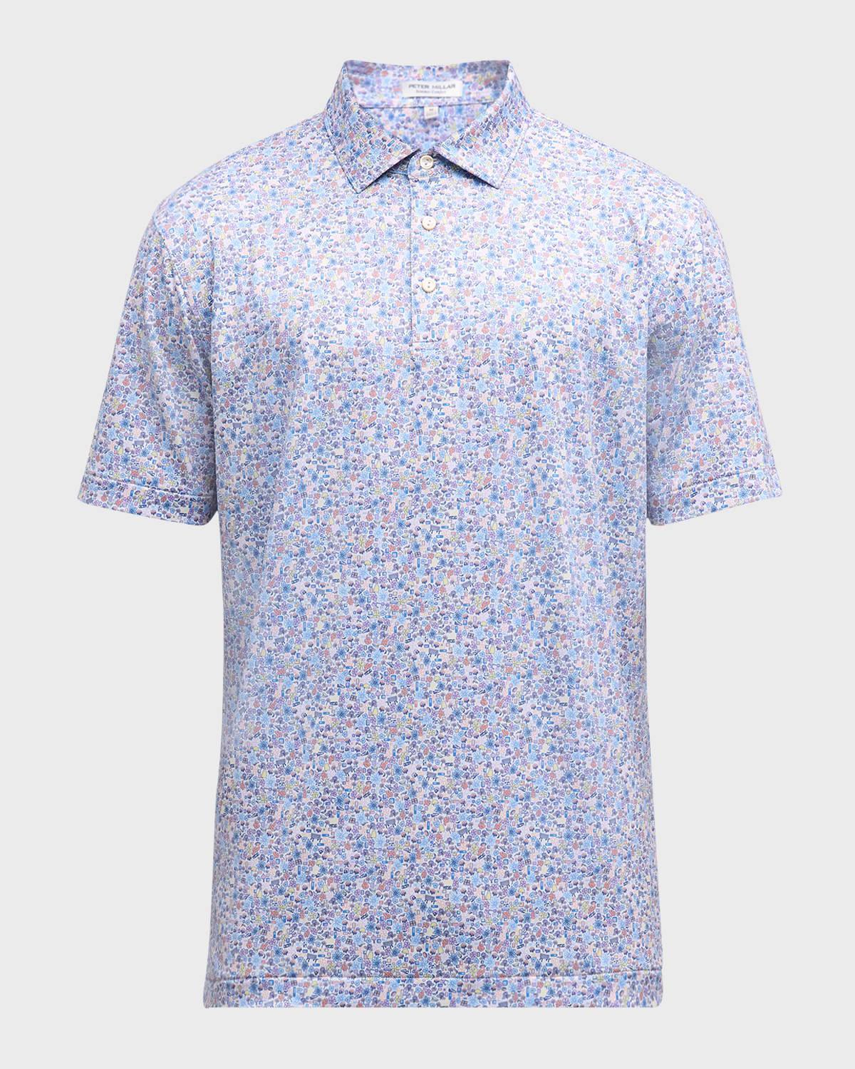 Mens Groovy Printed Performance Polo Shirt Product Image