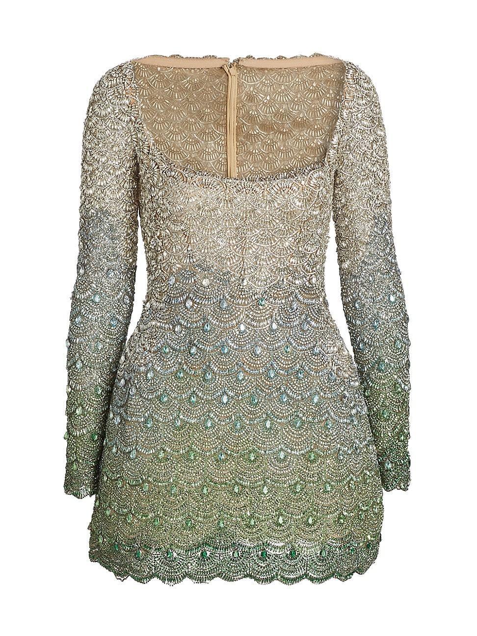 Womens Crystal-Embroidered Ombr Minidress Product Image