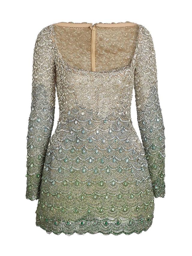 Womens Crystal-Embroidered Ombr Minidress Product Image