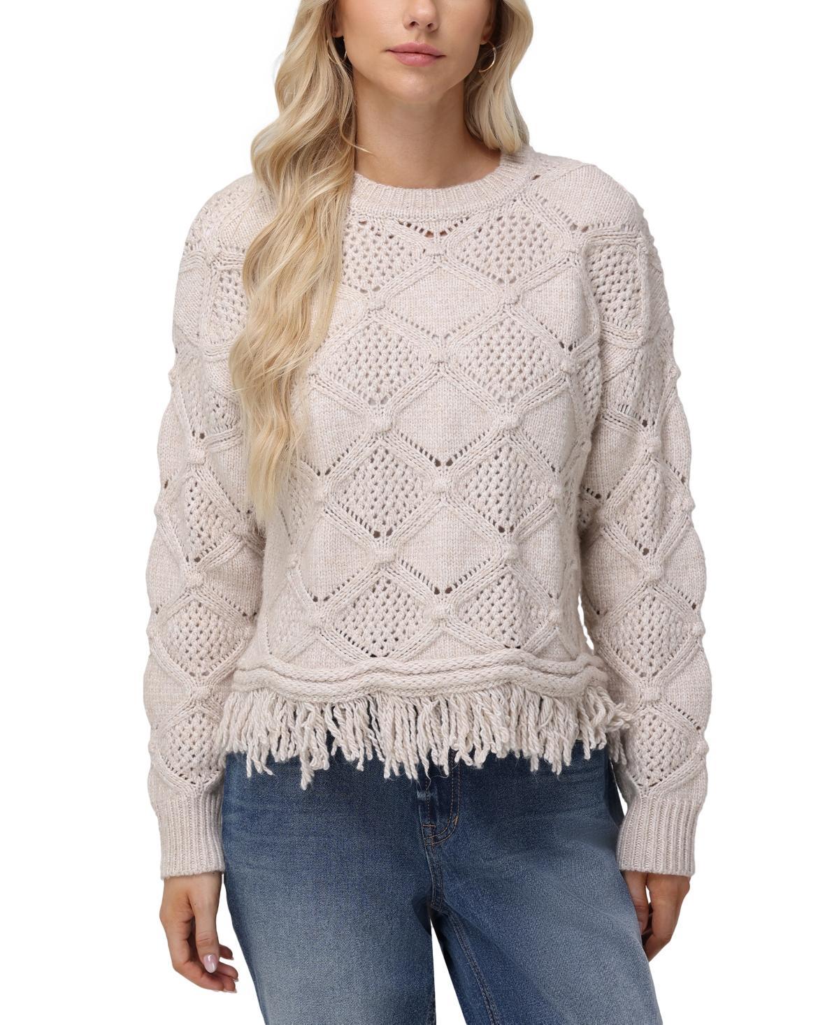 Frye Womens Pointelle Fringe Sweater Product Image