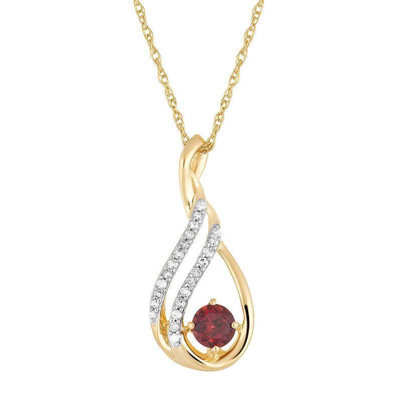 10k Gold Garnet & Diamond Accent Teardrop Wrap Pendant, Womens Product Image