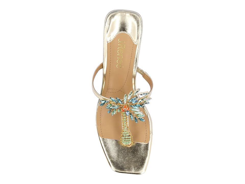 J. Renee Palmy Metallic Rhinestone Palm Tree Thong Sandals Product Image