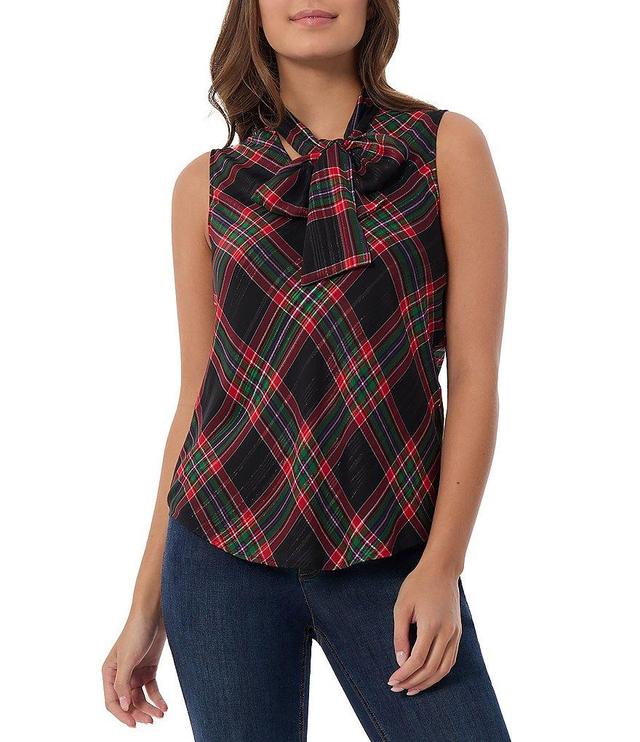 Jones New York Bow Tie Neck Sleeveless Blouse Product Image