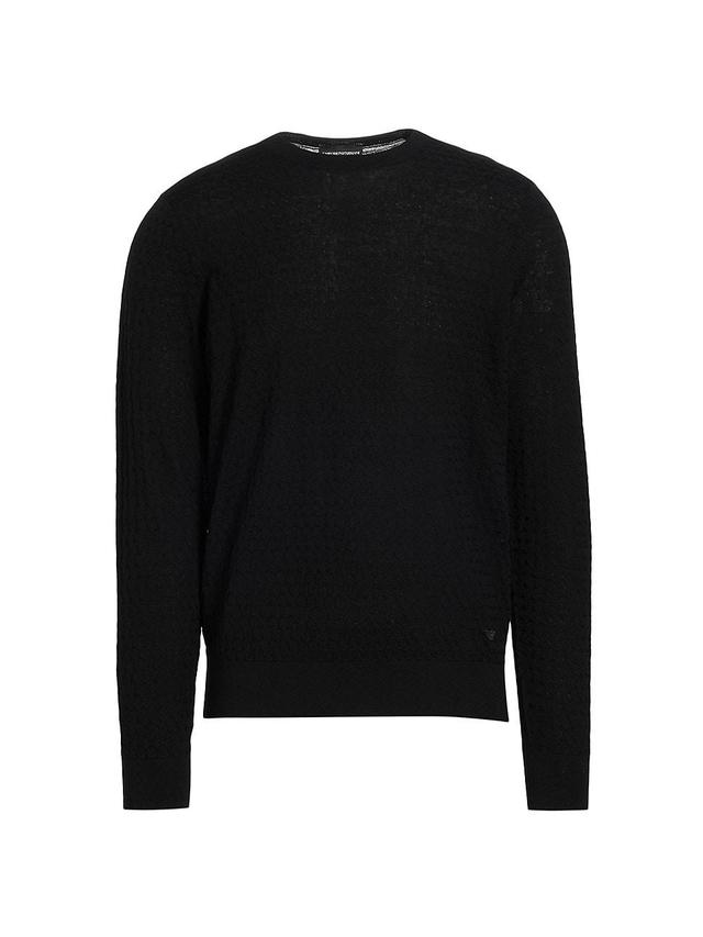 Mens Cable-knit Wool-Blend Crewneck Sweater Product Image