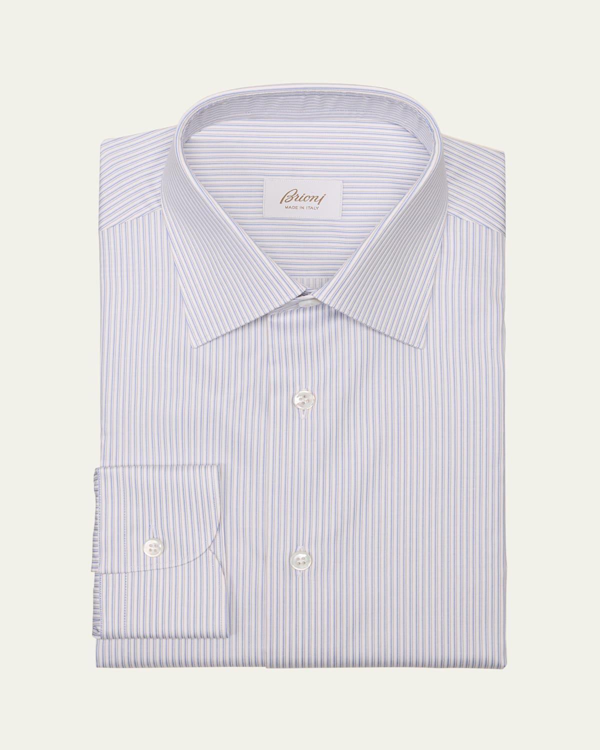 Mens Cotton Multi-Stripe Dress Shirt Product Image