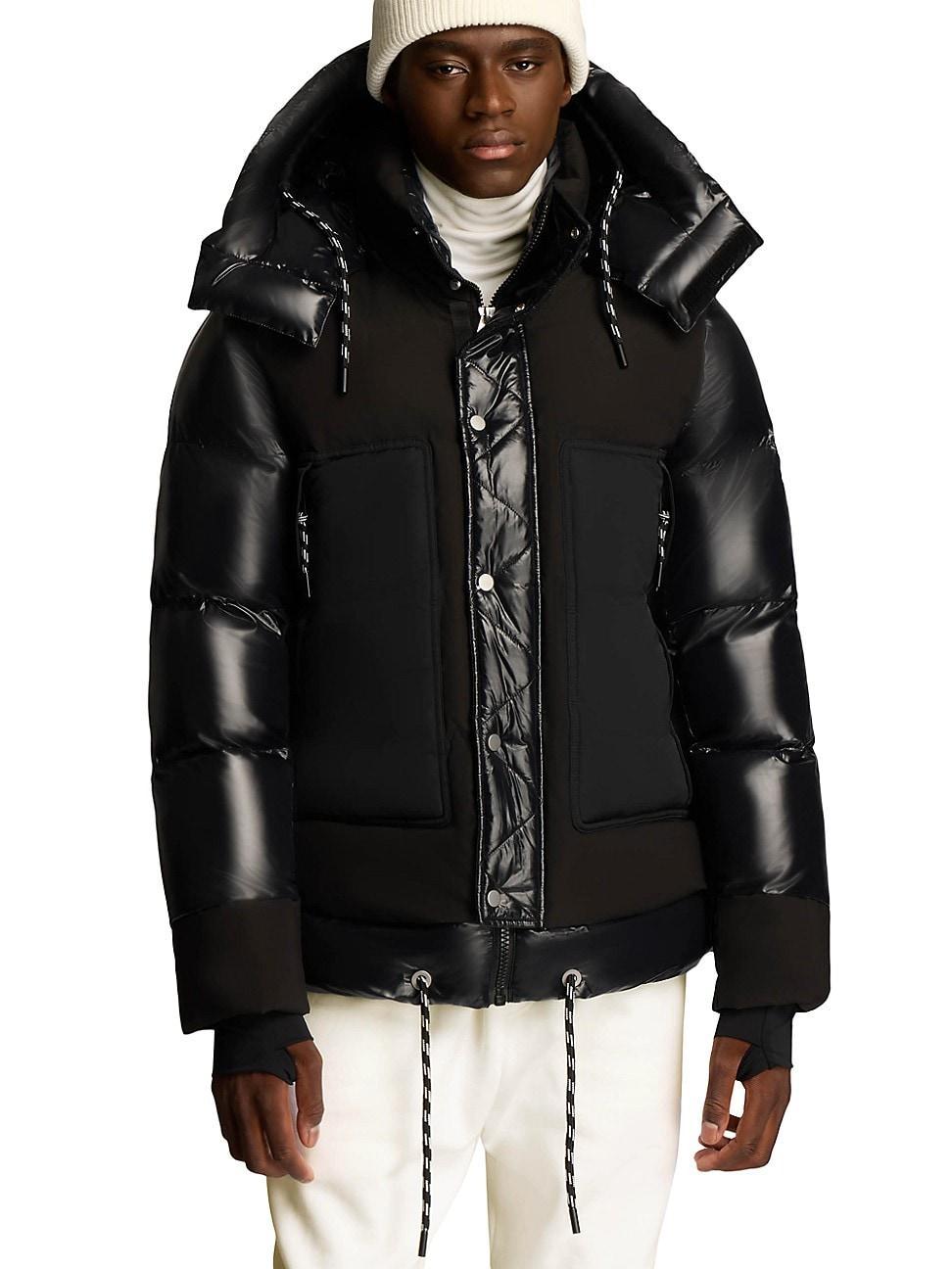 Mens Farlin Mixed-Media Relaxed-Fit Puffer Coat Product Image